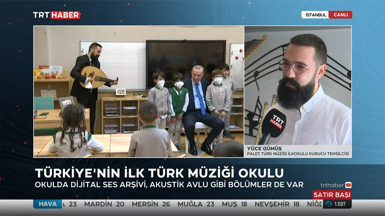 Palet Türk Müziği İlkokulumuzun Kurucu Temsilcisi Yüce Gümüş, TRT Haber'de  galeri görseli
